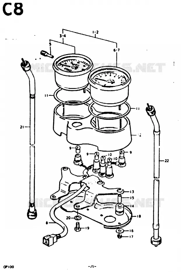COMPTEUR (E6, E13, E30) Suzuki MOTO 100 GP 1992  GP100N(C/N)