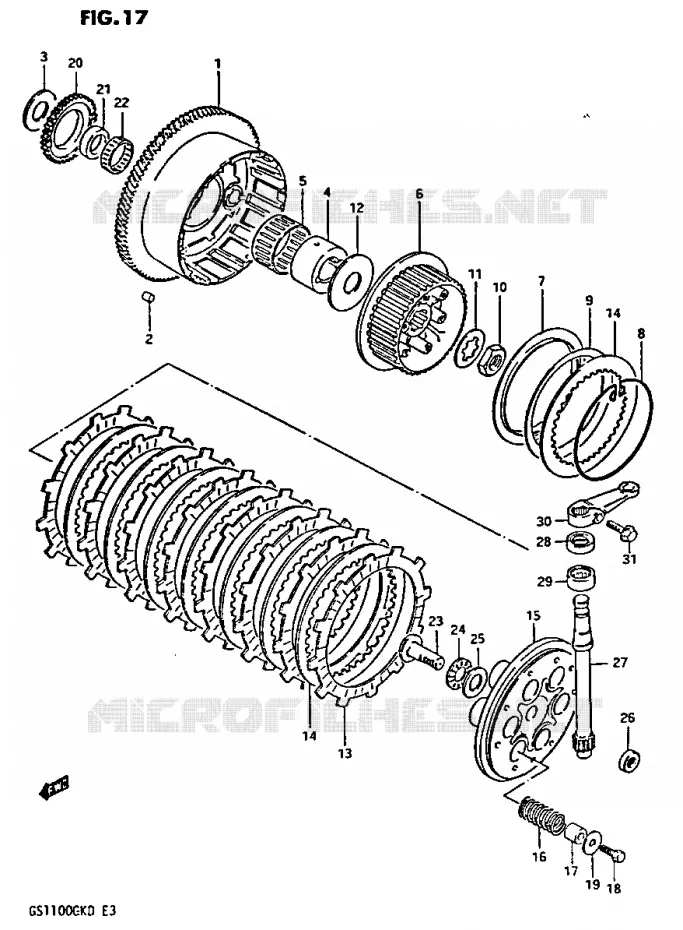 EMBRAYAGE Suzuki MOTO 1100 GS-G 1982  GS1100GK2(Z/2/D)
