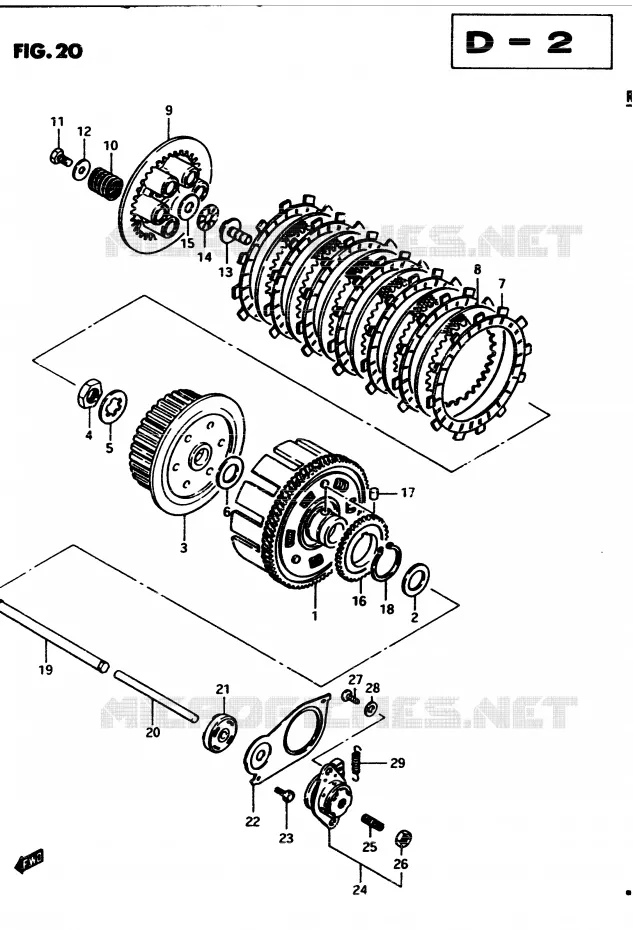 EMBRAYAGE Suzuki MOTO 450 GS 1983  GS450D(2/Z/D)