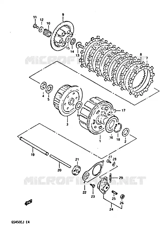 EMBRAYAGE Suzuki MOTO 450 GS-S 1988  GS450SJ(E/F/G/H/J)