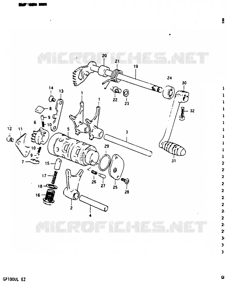 ENSEMBLE DE SELECTION DE VITESSES Suzuki MOTO 100 GP 1983  GP100UD(X/D/L)