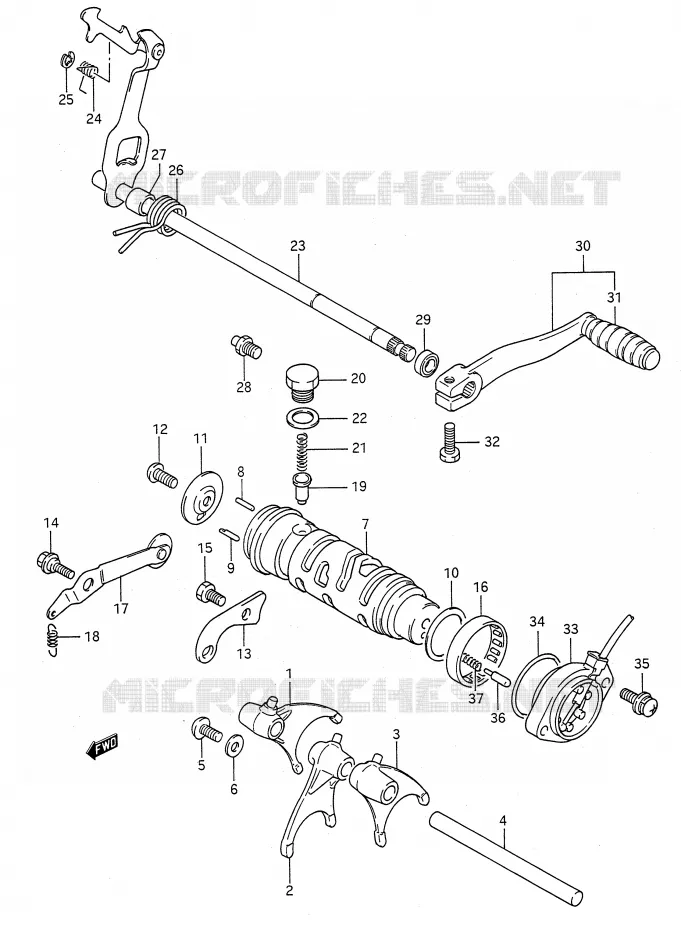 ENSEMBLE DE SELECTION DE VITESSES Suzuki MOTO 500 GS-E 1993  GS500EUP(E28)