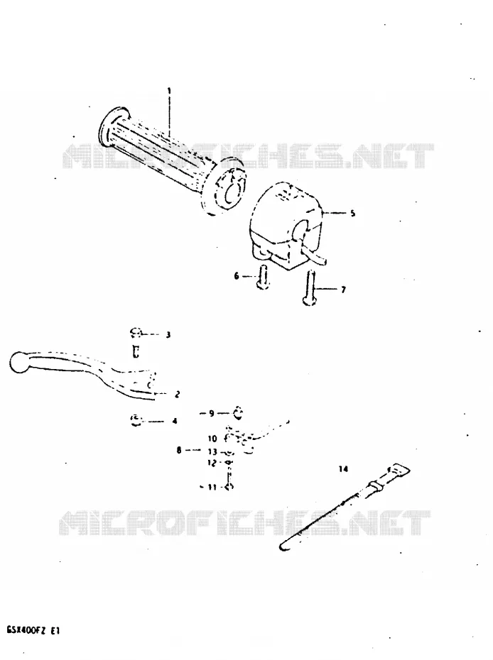ENSEMBLE LEVIER - COMMODO DROIT (MODELE Z) Suzuki MOTO 400 GSX 1981  GSX400FX(X/Z)
