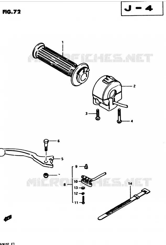 ENSEMBLE LEVIER - COMMODO DROIT (MODELE Z) Suzuki MOTO 450 GS-S 1983  GS450SD(2/Z/D)