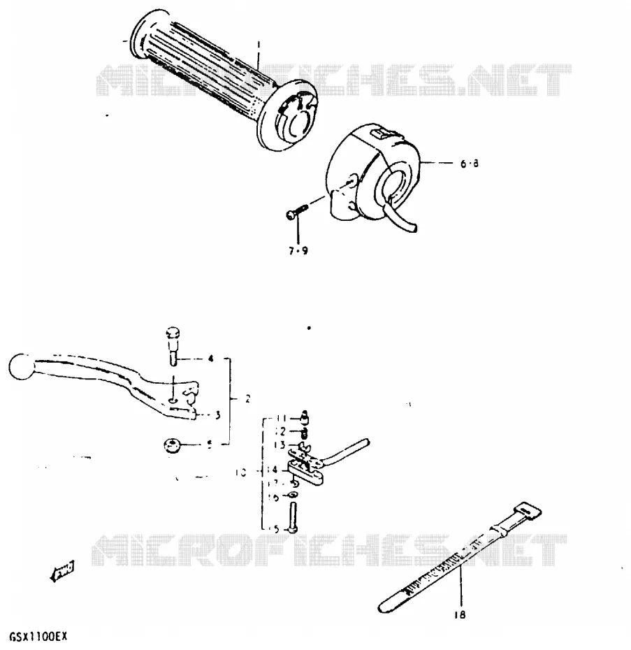 ENSEMBLE LEVIER - COMMODO DROIT Suzuki MOTO 1100 GSX 1981  GSX1100X(T/X)