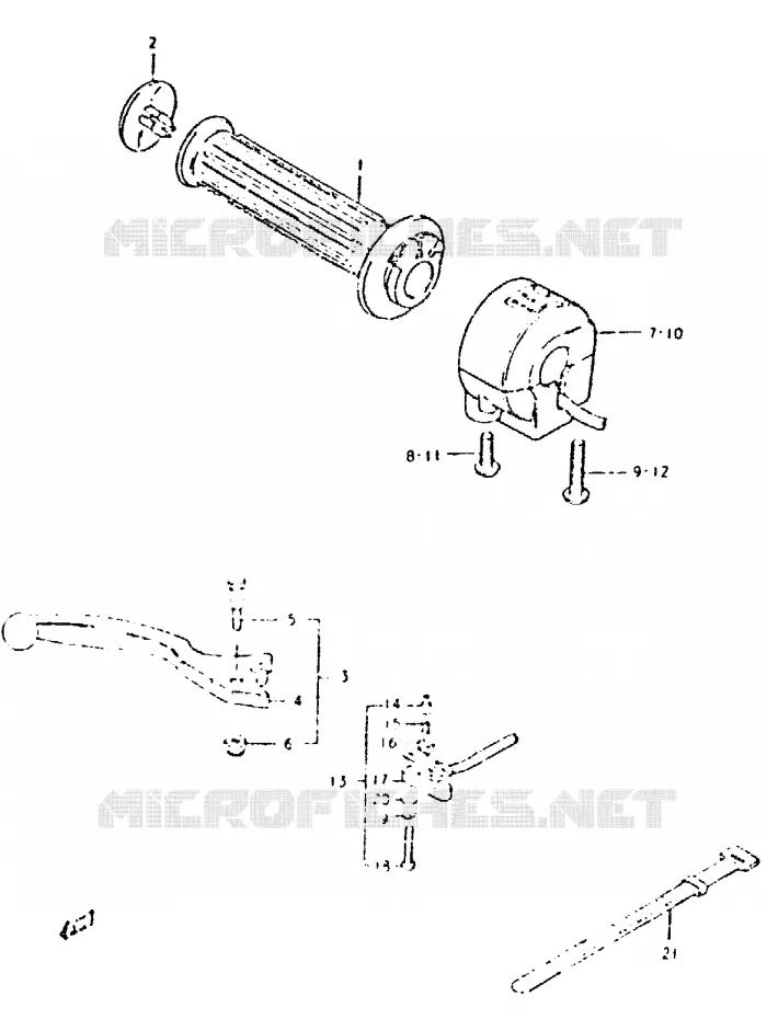 ENSEMBLE LEVIER - COMMODO DROIT Suzuki MOTO 400 GSX 1981  GSX400LX(T/X)