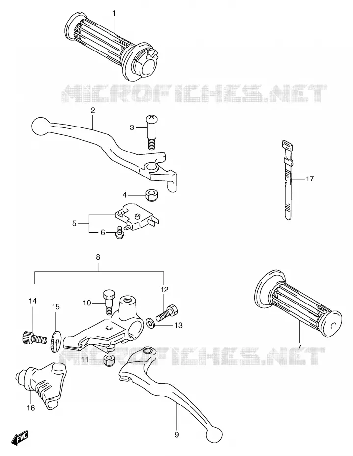 ENSEMBLE LEVIERS - POIGNEES (P37) Suzuki MOTO 125 GS 2000  GS125UY(E71)