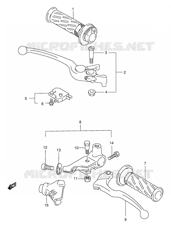 ENSEMBLE LEVIERS - POIGNEES Suzuki MOTO 500 GS-E 2002  GS500HK2(E2)