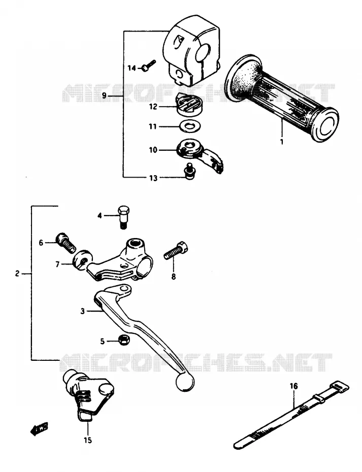 ENSEMBLE POIGNEE GAUCHE (GSX1100EE/EF/EG) Suzuki MOTO 1100 GSX-E 1986  GSX1100EFG(E/F/G)