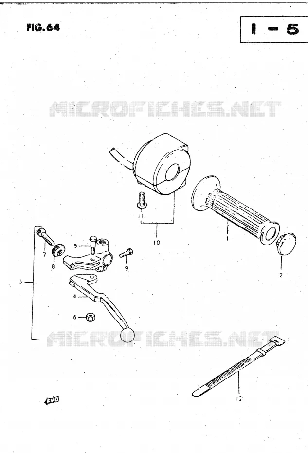 ENSEMBLE POIGNEE GAUCHE (MODELE T, X) Suzuki MOTO 450 GS-L 1996  GS450LT(E2)