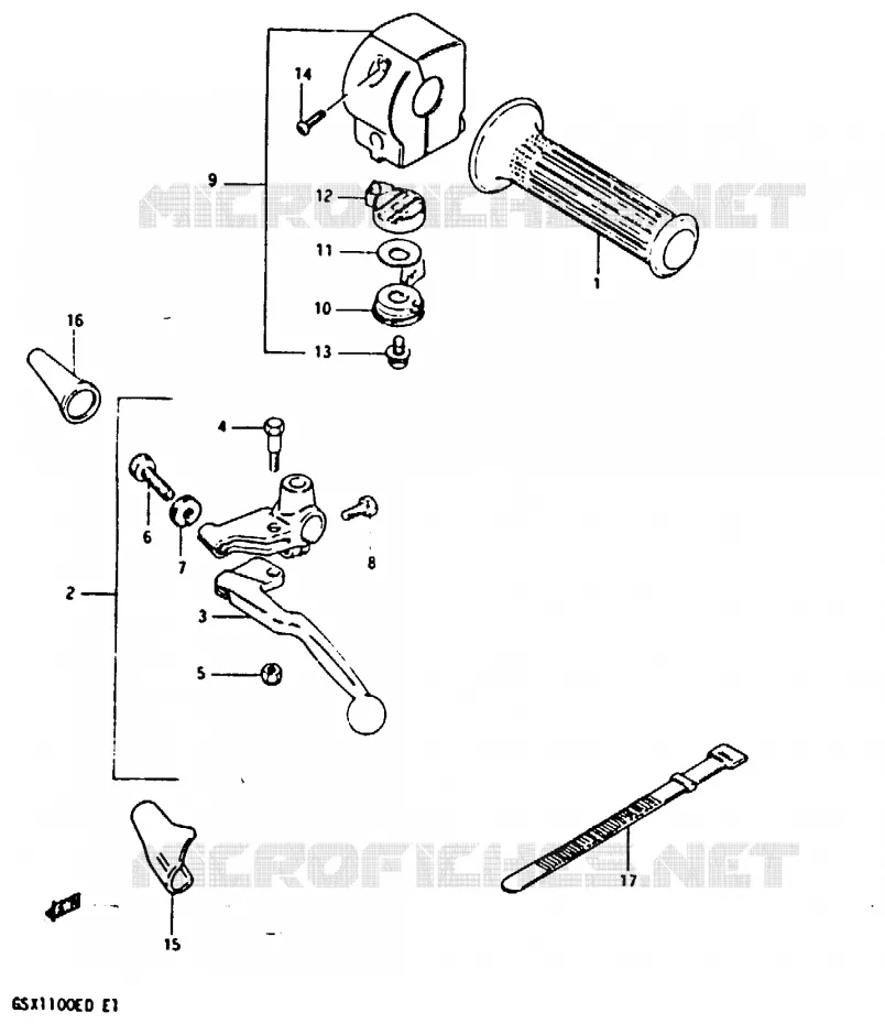 ENSEMBLE POIGNEE GAUCHE (MODELE Z) Suzuki MOTO 1100 GSX-E 1983  GSX1100ESD(Z/D)