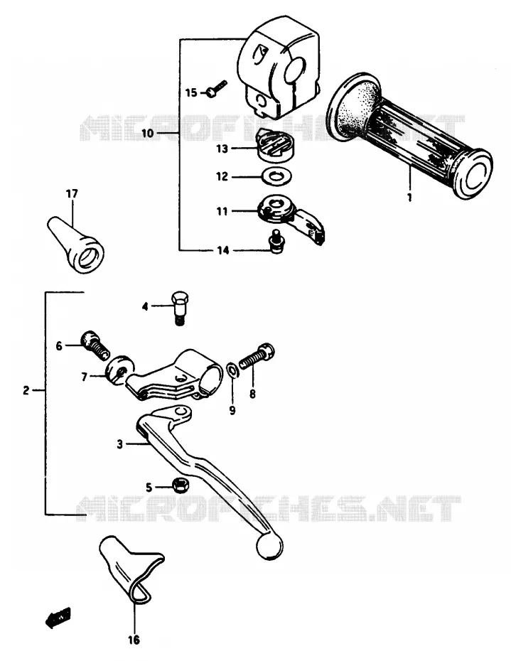 ENSEMBLE POIGNEE GAUCHE Suzuki MOTO 1150 GS 1985  GS1150EFF(E/F/G)