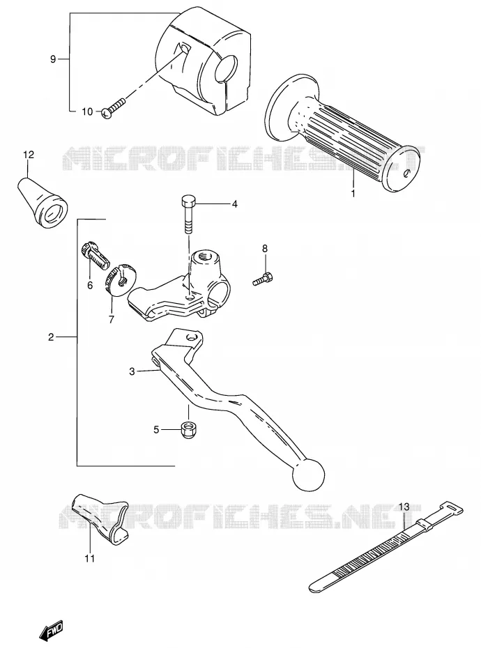 ENSEMBLE POIGNEE GAUCHE Suzuki MOTO 250 GN 1992  GN250N(E2)