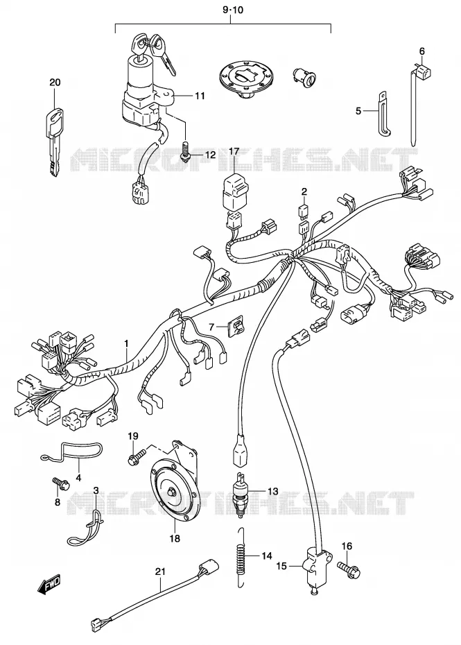 FAISCEAU ELECTRIQUE (MODELE K3) Suzuki MOTO 500 GS-F 2004  GS500FK4(P19)
