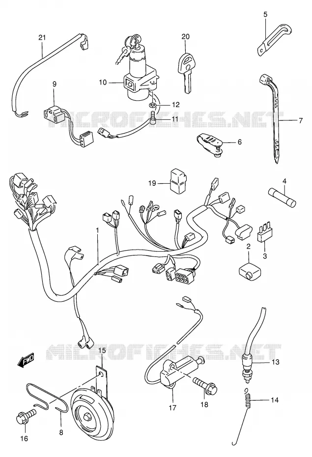 FAISCEAU ELECTRIQUE (MODELE T/W/X) Suzuki MOTO 250 GN 1996  GN250T(E2)