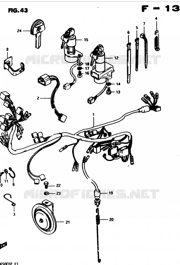 FAISCEAU ELECTRIQUE Suzuki MOTO 450 GS 1983  GS450D(2/Z/D)