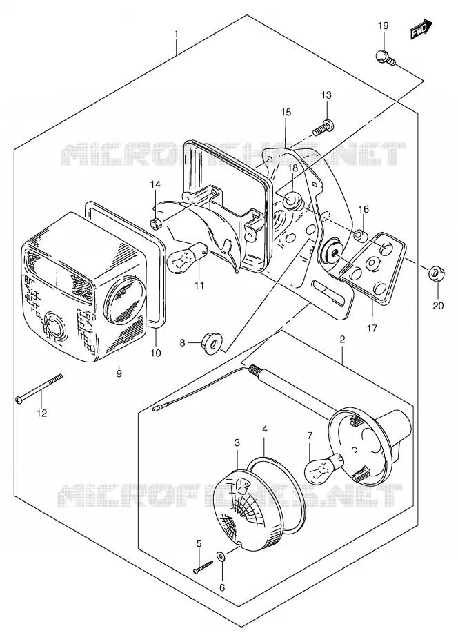 FEU ARRIERE - CLIGNOTANTS (MODELE Y) Suzuki MOTO 250 GN 2000  GN250Y(E2)