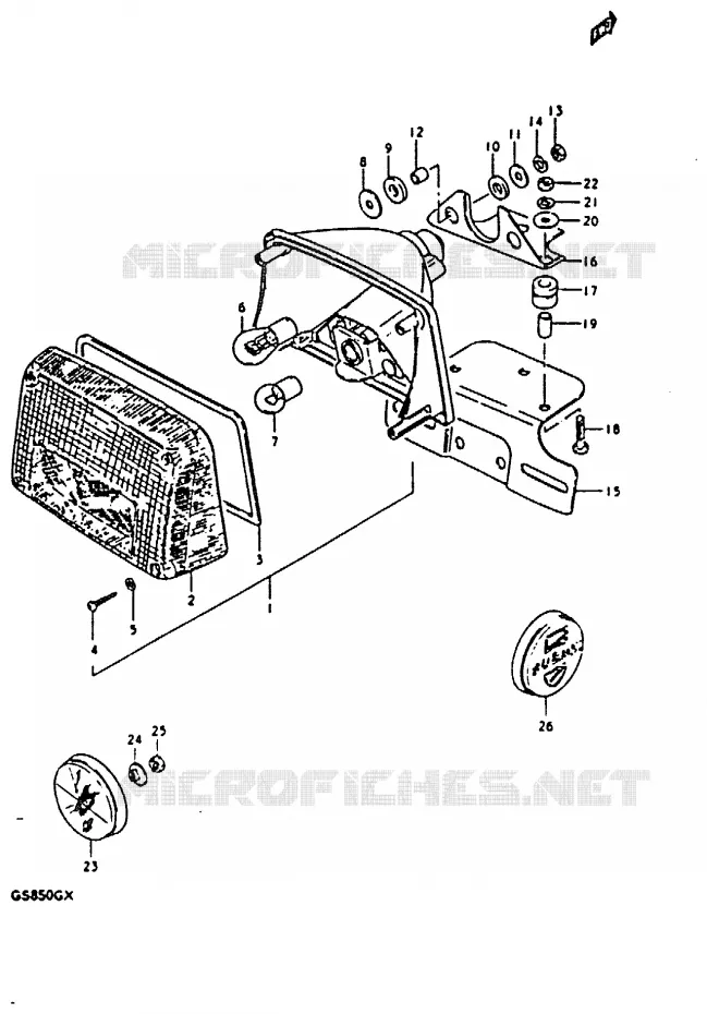 FEU ARRIERE (E22, E25) Suzuki MOTO 850 GS 1981  GS850GX(T/X)