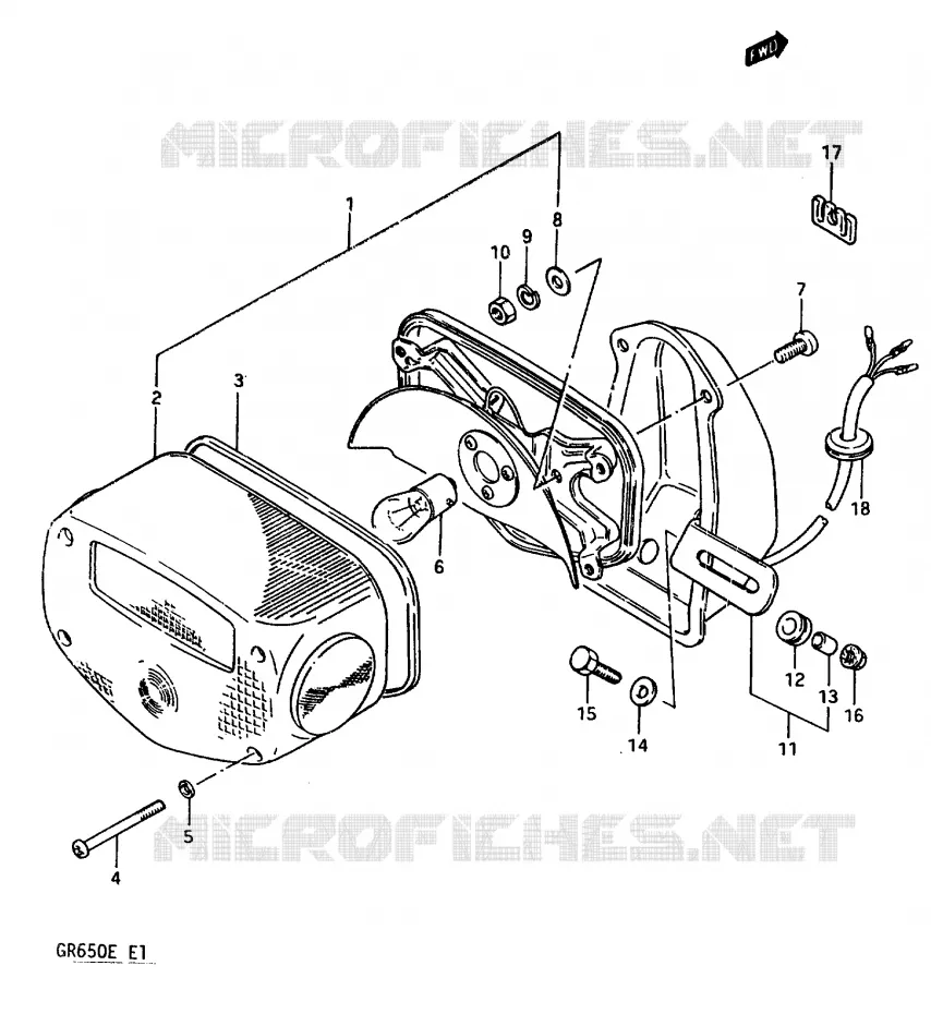 FEU ARRIERE (E34) Suzuki MOTO 650 TEMPTER 1983  GR650XD(D/E)