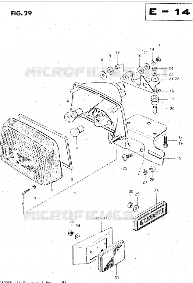 FEU ARRIERE (E39) Suzuki MOTO 500 GS-E 1983  GS500ED(Z/D)