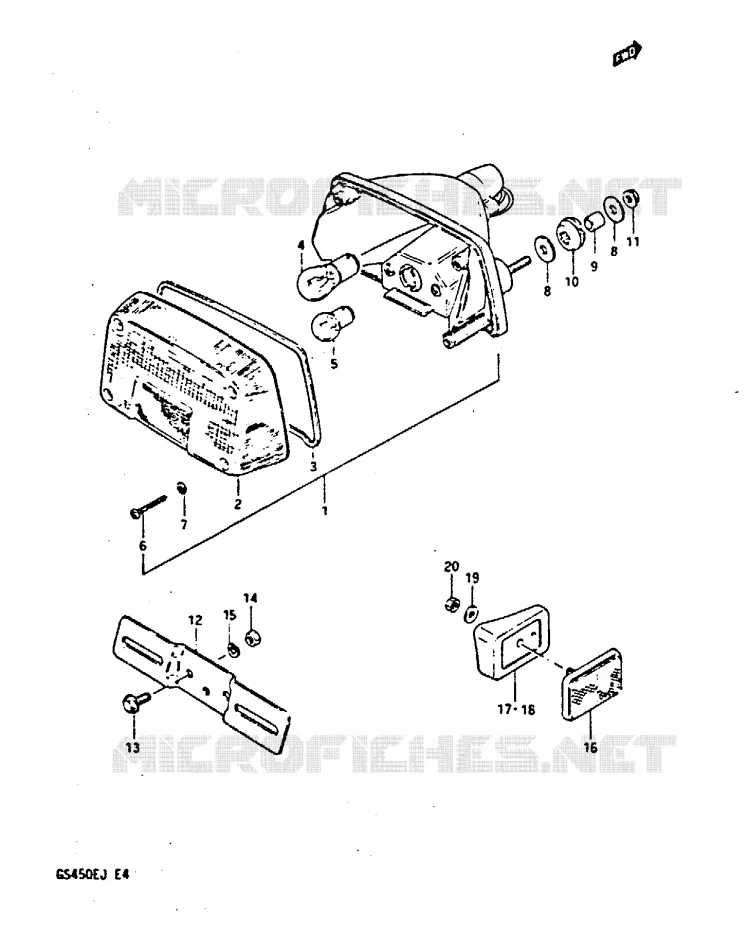 FEU ARRIERE (MODELE G/H/J) Suzuki MOTO 450 GS-E 1986  GS450EG(E/F/G/H/J)