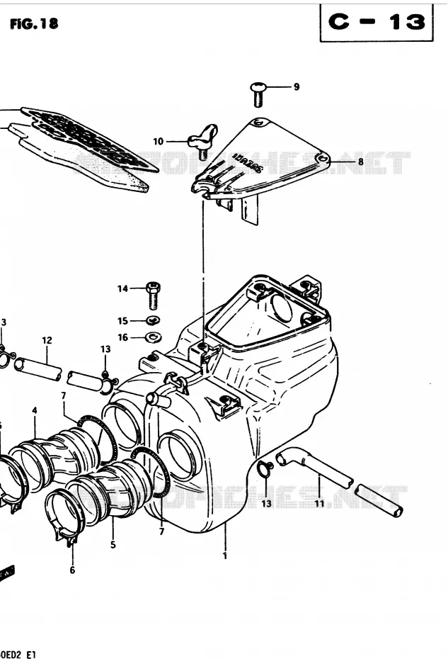 FILTRE A AIR Suzuki MOTO 450 GS 1983  GS450D(2/Z/D)