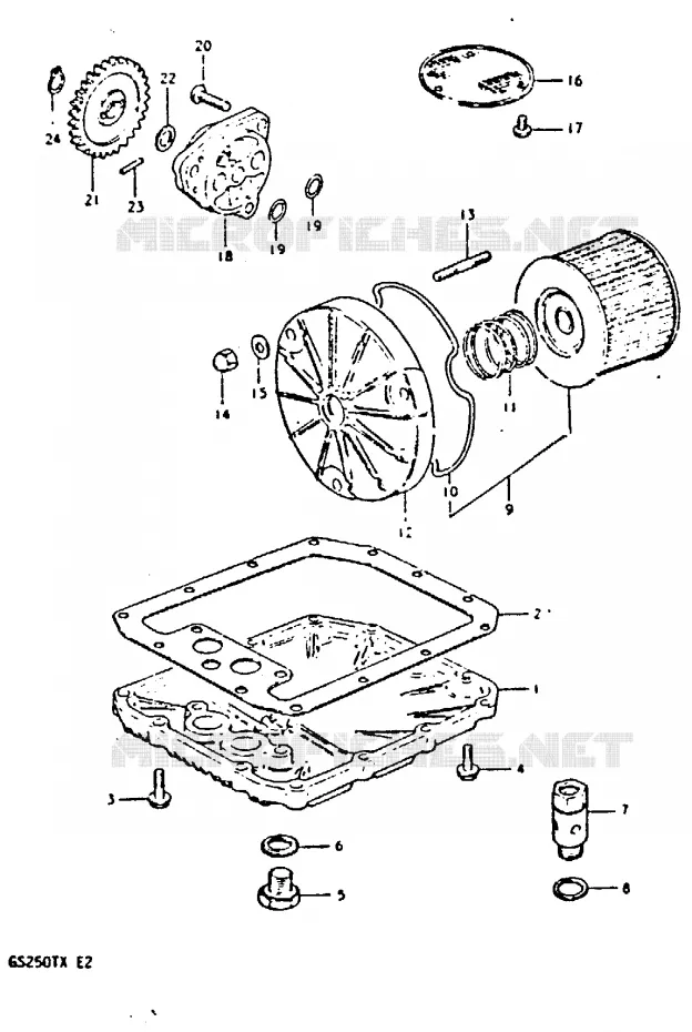 FILTRE A HUILE - POMPE A HUILE Suzuki MOTO 250 GS 1999  GS250TX(T/X)