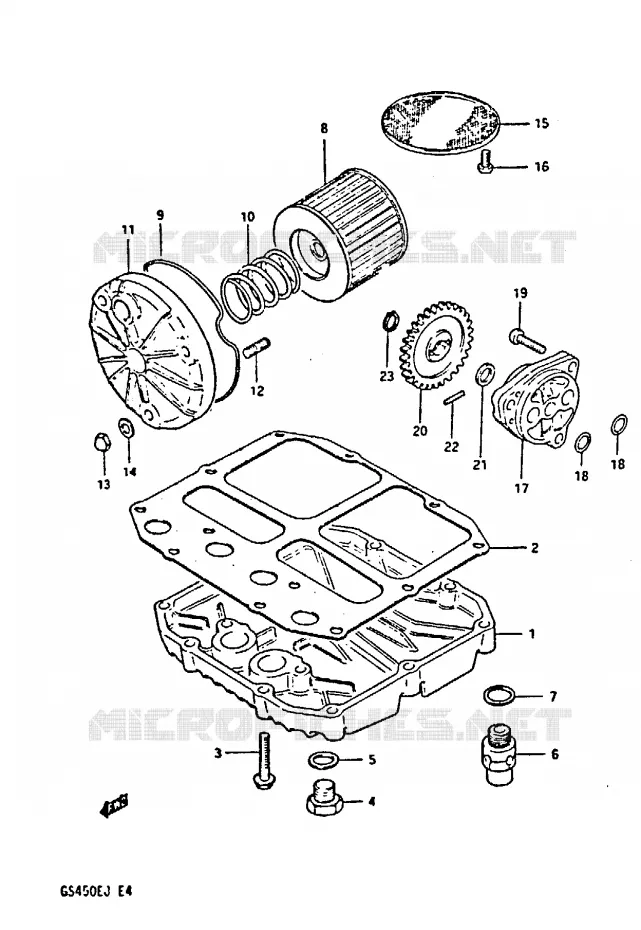 FILTRE A HUILE - POMPE A HUILE Suzuki MOTO 450 GS-S 1988  GS450SJ(E/F/G/H/J)