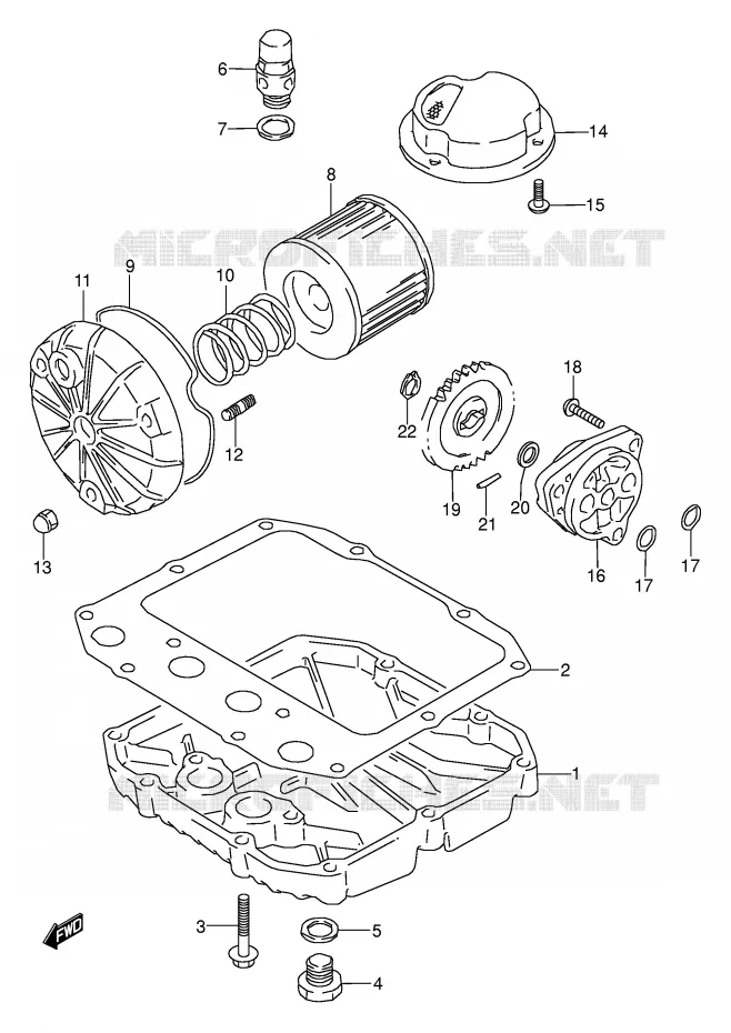FILTRE A HUILE - POMPE A HUILE Suzuki MOTO 500 GS-E 1989  GS500EUK(E2)