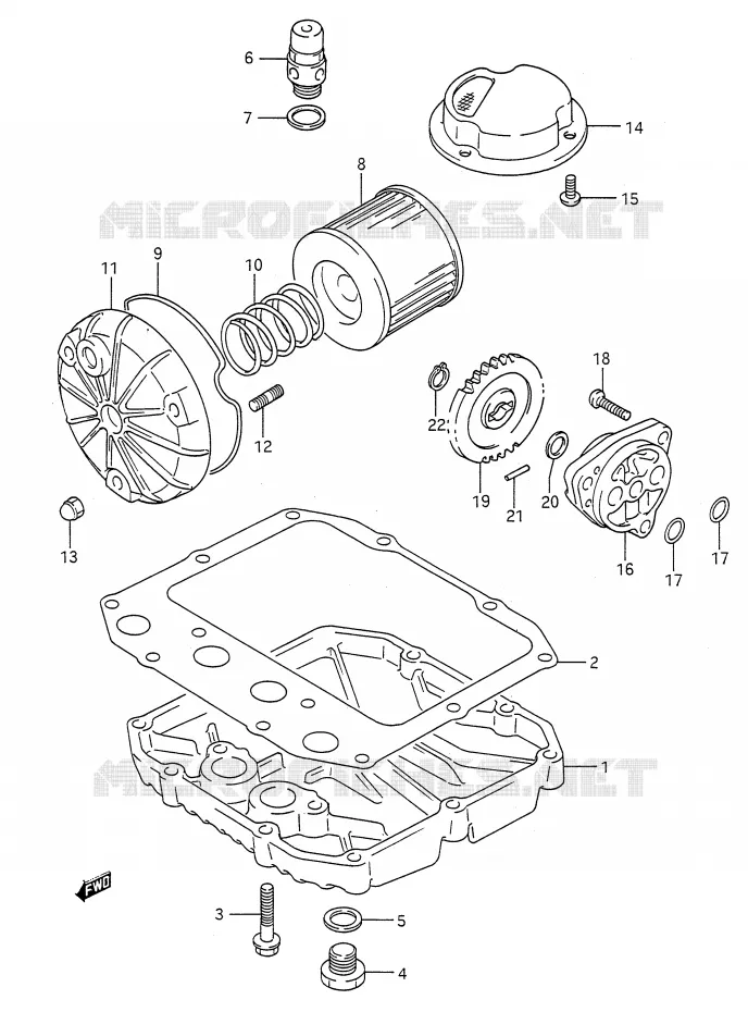 FILTRE A HUILE - POMPE A HUILE Suzuki MOTO 500 GS-E 1995  GS500ES(E28)