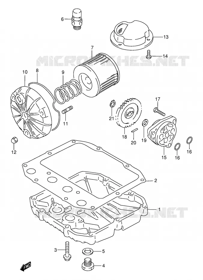FILTRE A HUILE - POMPE A HUILE Suzuki MOTO 500 GS-E 2002  GS500HUK2(E2)