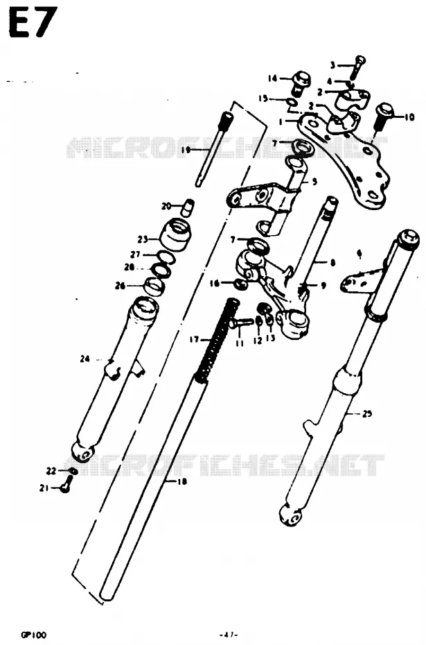 FOURCHE AVANT (E13) Suzuki MOTO 100 GP 1978  GP100C(C/N)