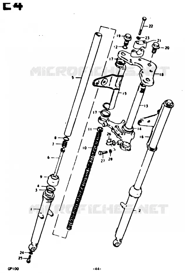 FOURCHE AVANT (E14) Suzuki MOTO 100 GP 1978  GP100C(C/N)