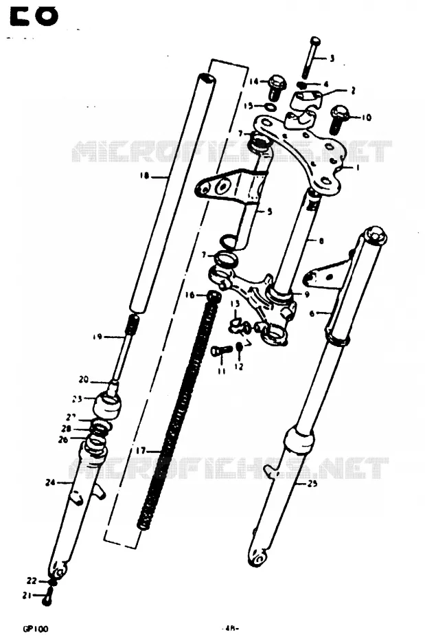 FOURCHE AVANT (E14) Suzuki MOTO 100 GP 1992  GP100N(C/N)