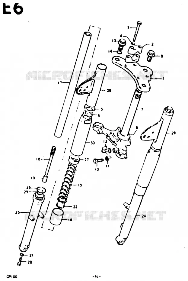 FOURCHE AVANT (E6) Suzuki MOTO 100 GP 1978  GP100C(C/N)