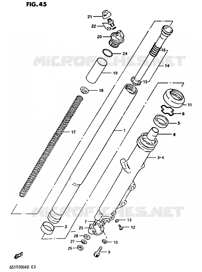 FOURCHE AVANT (GS1100GKZ) Suzuki MOTO 1100 GS-G 1982  GS1100GKZ(Z/2/D)