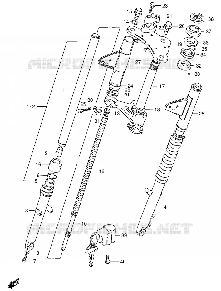 FOURCHE AVANT (GS125SR/ESR P37 '96.12~) Suzuki MOTO 125 GS 1989  GS125ESK(E1)
