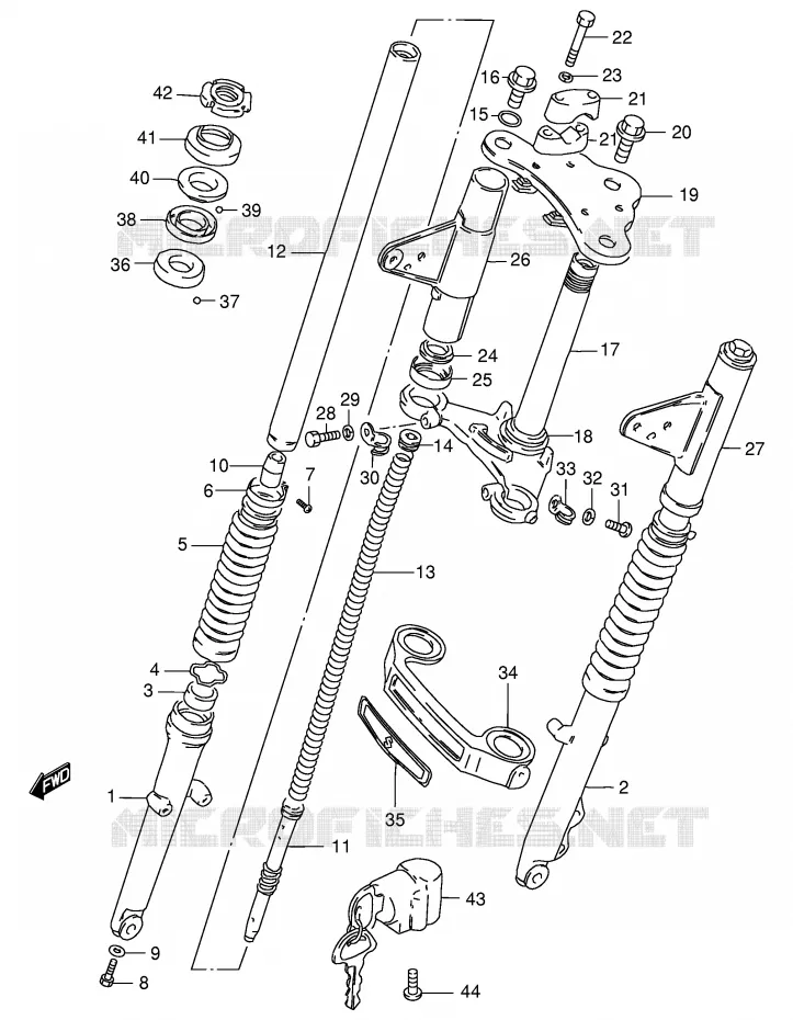 FOURCHE AVANT (GS125Z/D) Suzuki MOTO 125 GS 1994  GS125ESR(E1)