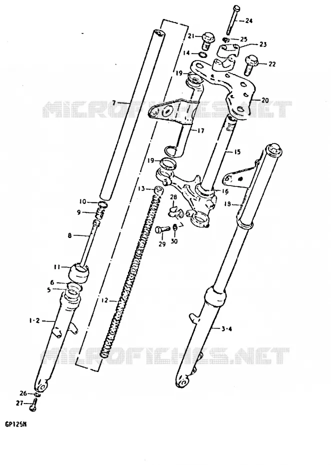 FOURCHE AVANT (KAYABA)(GP125N, GP125UN) Suzuki MOTO 125 GP 1978  GP125UC(C/N)