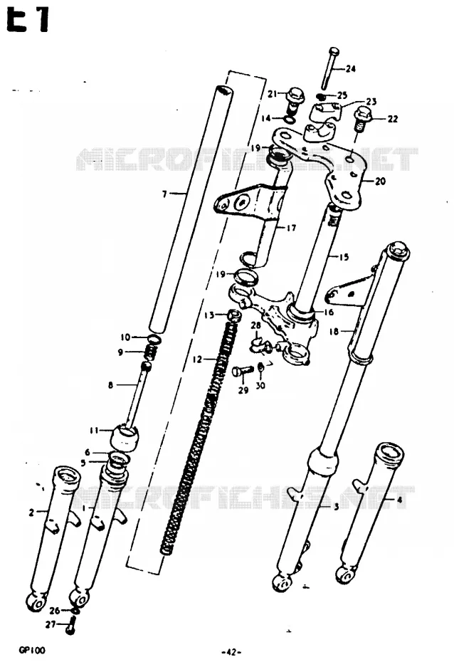 FOURCHE AVANT Suzuki MOTO 100 GP 1992  GP100N(C/N)