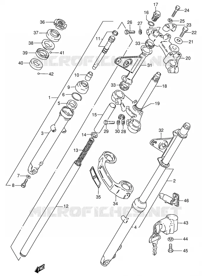 FOURCHE AVANT Suzuki MOTO 125 GN 1991  GN125M(E1)