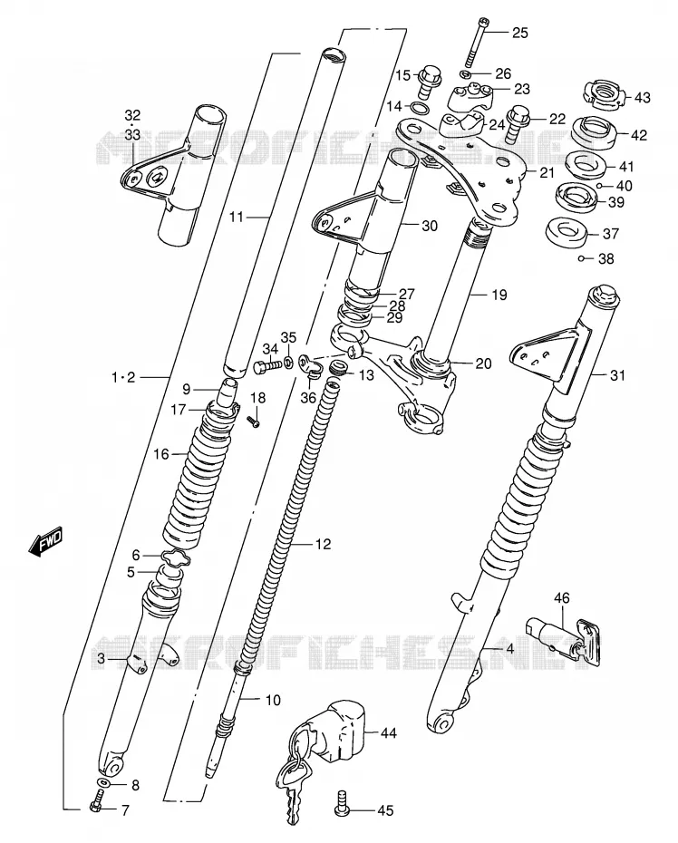 FOURCHE AVANT Suzuki MOTO 125 GS 1982  GS125EEZ(E1)