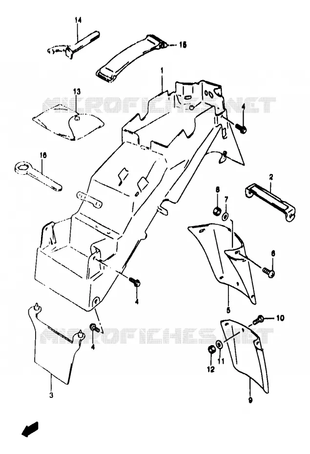 GARDE BOUE ARRIERE (GSF1200T/ST/V/SV/W/SW/X/SX/Y/SY) Suzuki MOTO 1200 BANDIT 2000  GSF1200SAY(T/V/W/X/Y)