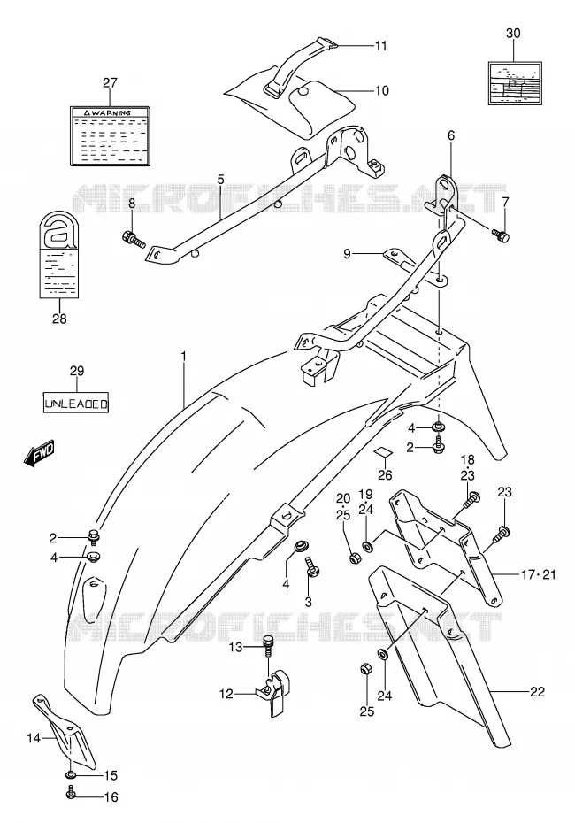 GARDE BOUE ARRIERE (MODELE K/L/M/N/P/R) Suzuki MOTO 500 GS-E 1990  GS500EUL(E2)