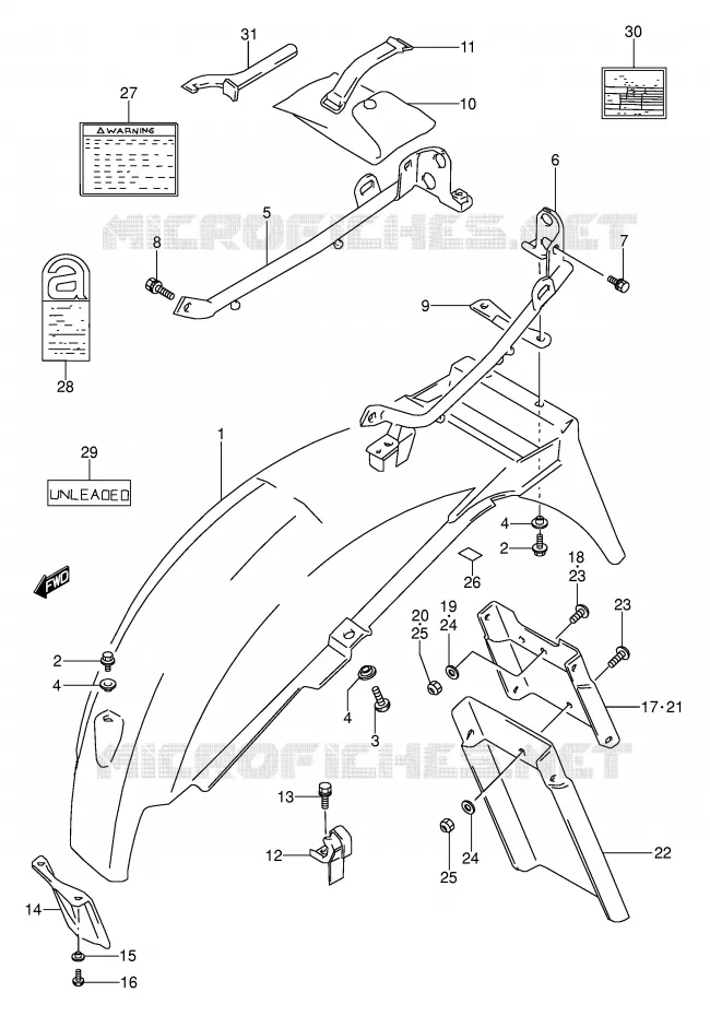 GARDE BOUE ARRIERE (MODELE S) Suzuki MOTO 500 GS-E 1995  GS500ES(E2)
