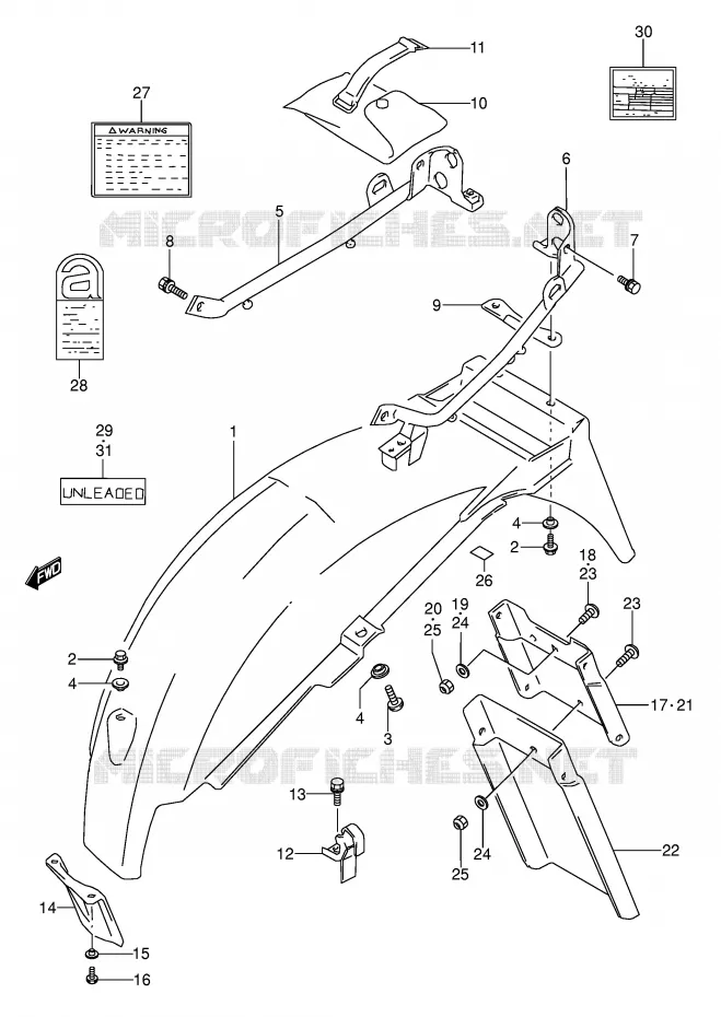 GARDE BOUE ARRIERE (MODELE T) Suzuki MOTO 500 GS-E 1990  GS500EL(E2)