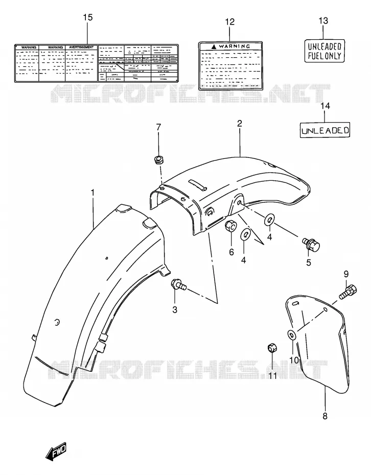 GARDE BOUE ARRIERE (MODELE T/W/X) Suzuki MOTO 250 GN 1999  GN250X(E2)