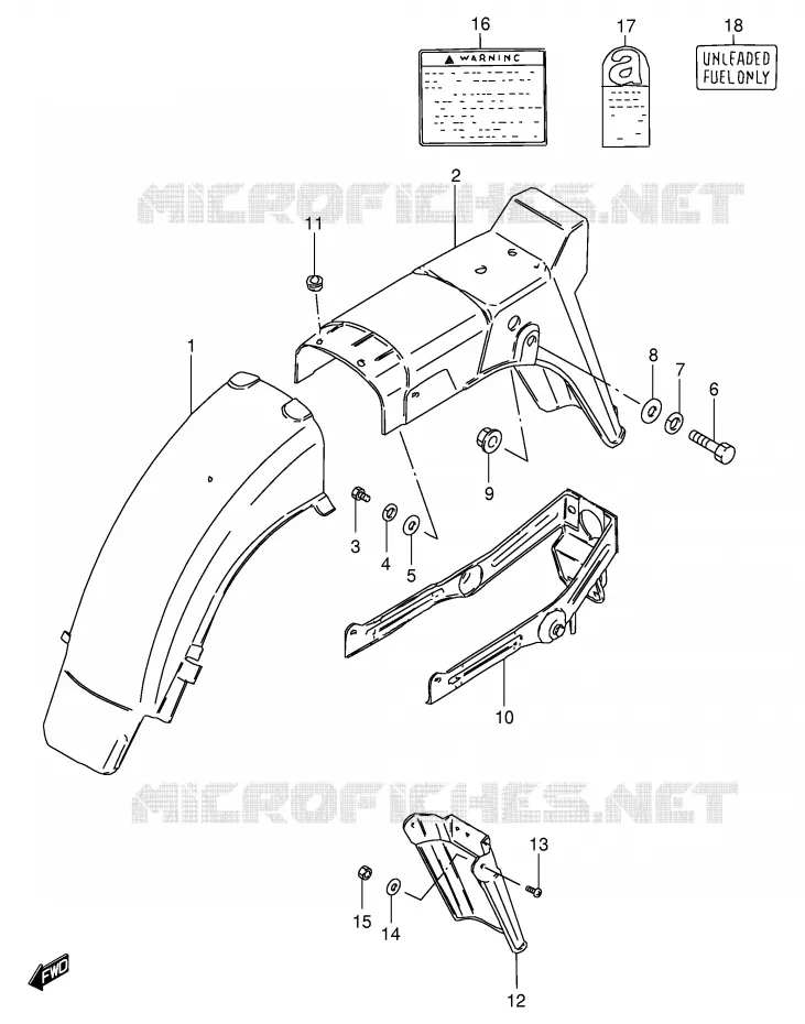 GARDE BOUE ARRIERE (MODELE Z/D/F/K/L/M) Suzuki MOTO 125 GS 1991  GS125ESM(E1)