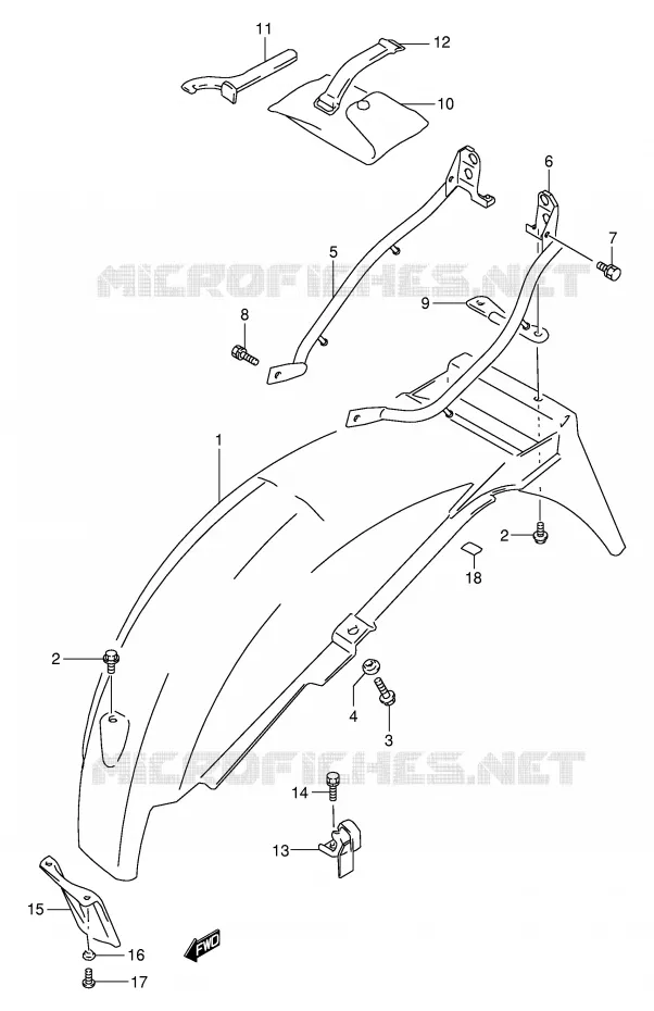 GARDE BOUE ARRIERE Suzuki MOTO 500 GS-E 2002  GS500HK2(E2)