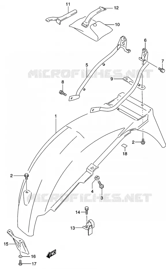 GARDE BOUE ARRIERE Suzuki MOTO 500 GS-E 2003  GS500K3(P19)